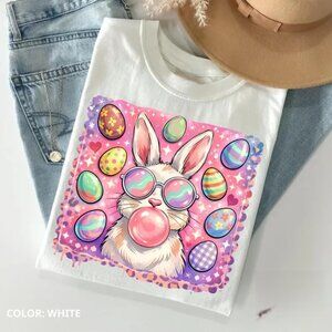 Graphic Bunny Easter Tshirt, Cute Easter Rabbit Gift Tee